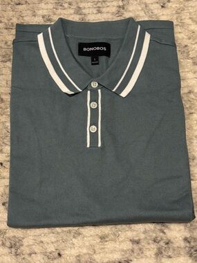 Bonobos Sweater Polo Sagebrush Green Large